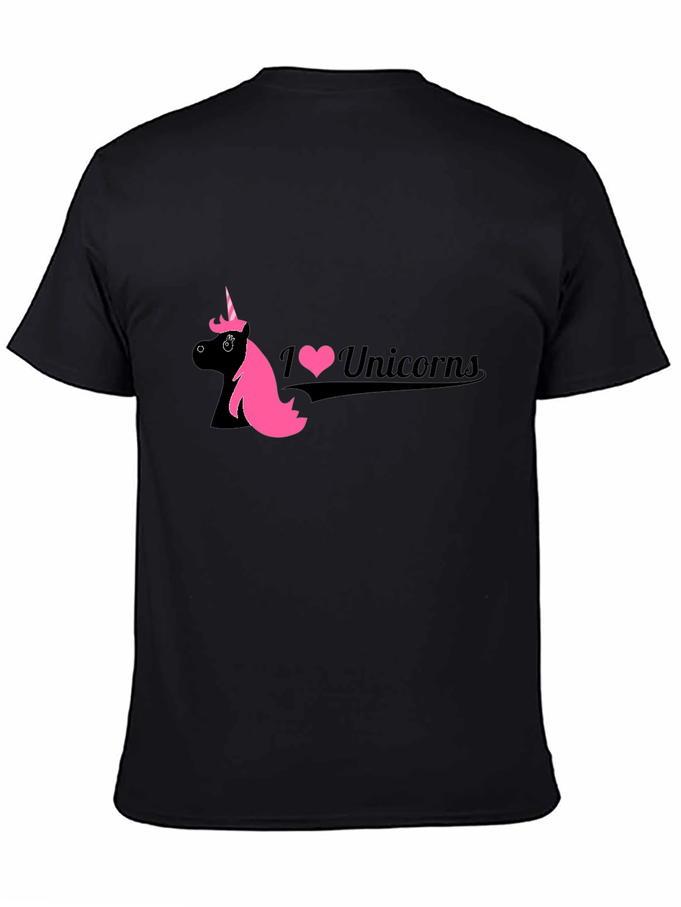 Black I Love Unicorns Black T-Shirt view 4