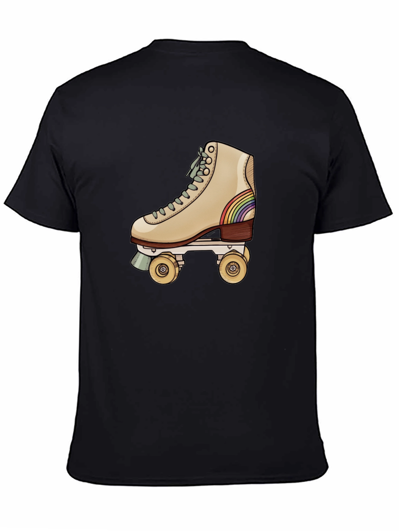 Black Retro Roller Skate Graphic Tee - Black Cotton Blend view 4