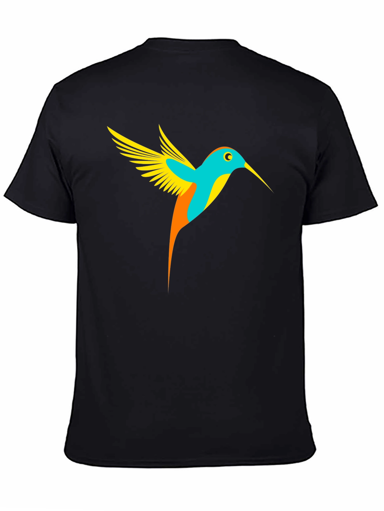 Black Hummingbird Graphic Tee - Black Casual T-Shirt view 4