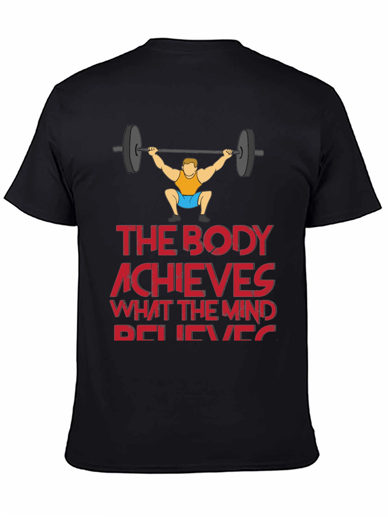 Black Workout Motivation T-Shirt - The Body Achieves view 4