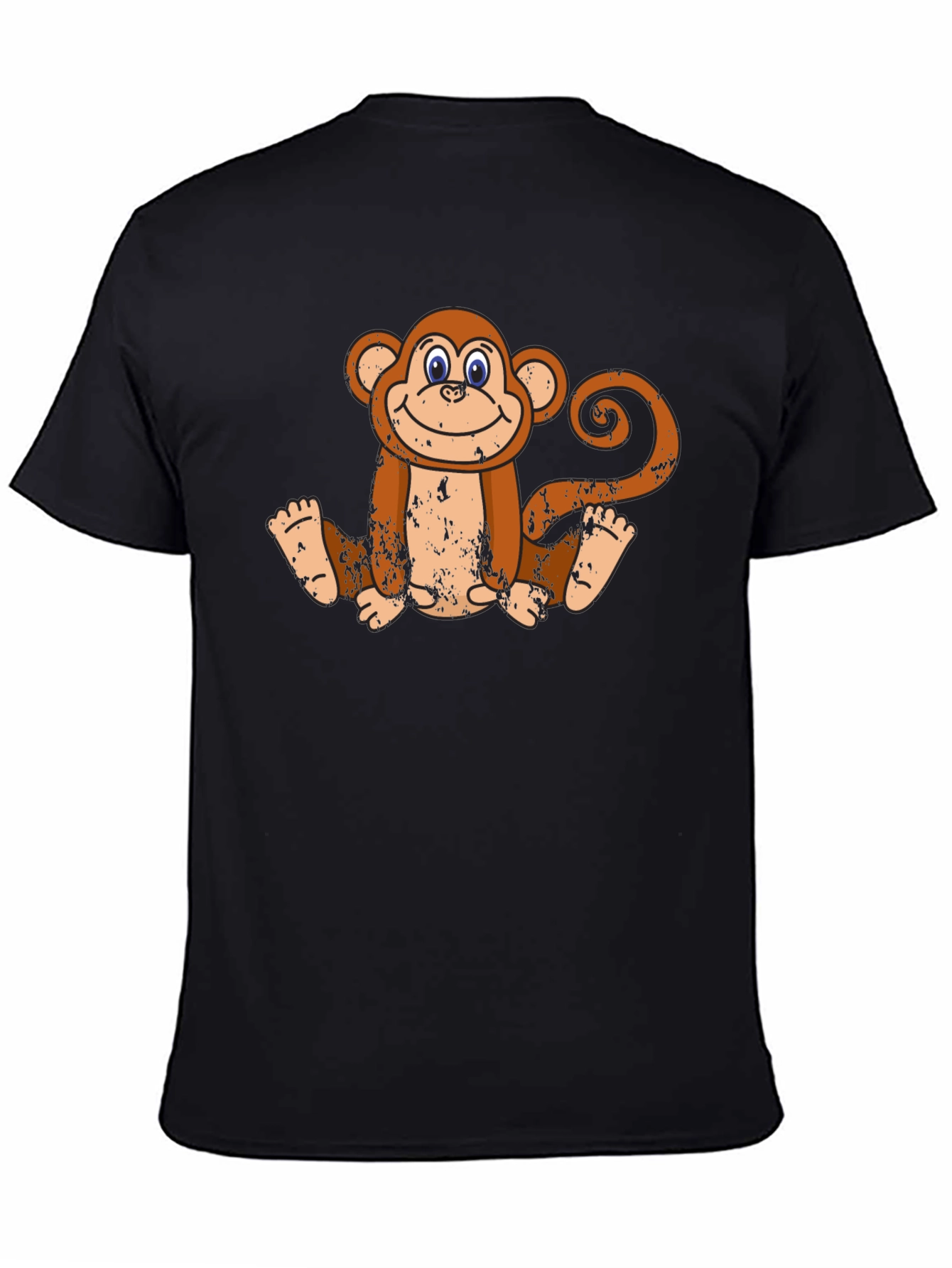Black Smiling Monkey Graphic Tee - Casual Black T-Shirt view 4