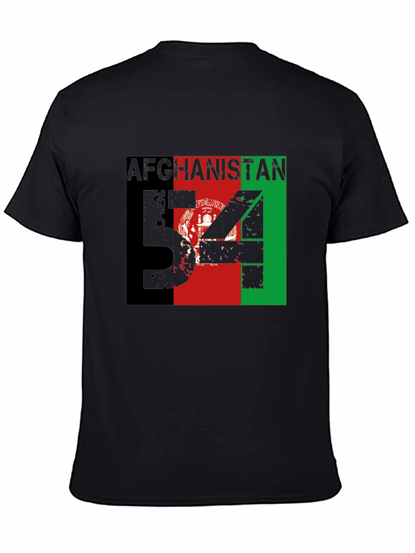 Black Afghanistan Flag T-Shirt Men's Black Patriotic Graphic Tee view 4