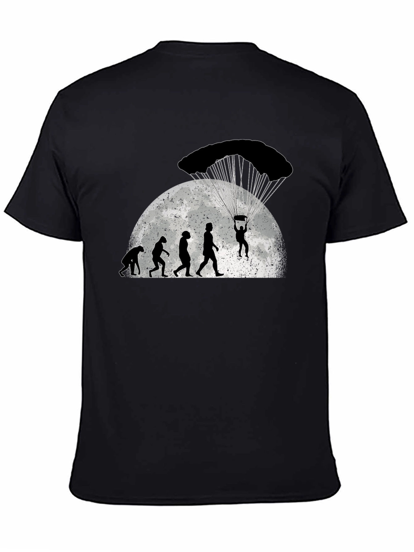 Black Skydiving Evolution T-Shirt - Black Cotton Tee view 4