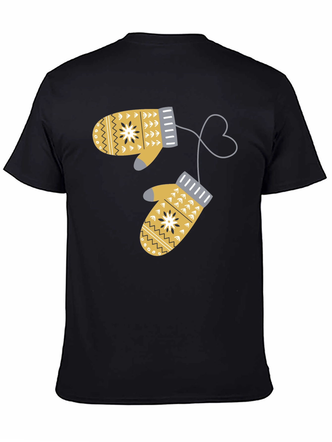 Black Winter Mittens Graphic T-Shirt view 4