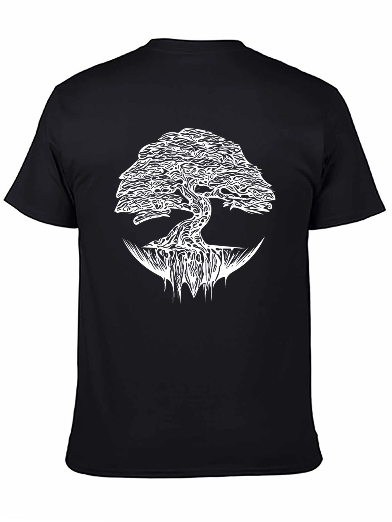 Black Black T-Shirt with White Tree of Life Graphic view 4