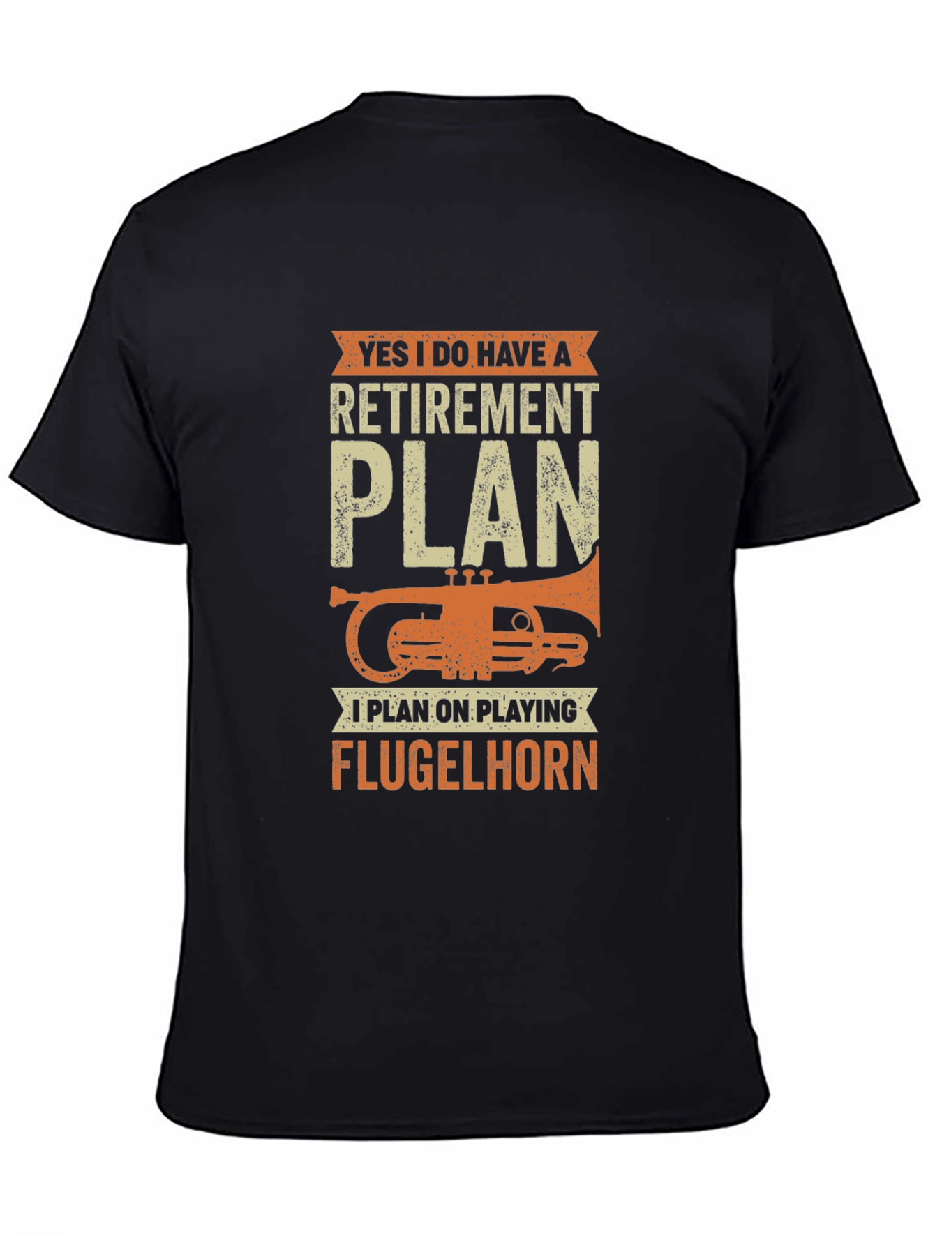 Black Funny Retirement Plan Flugelhorn Player T-Shirt view 4