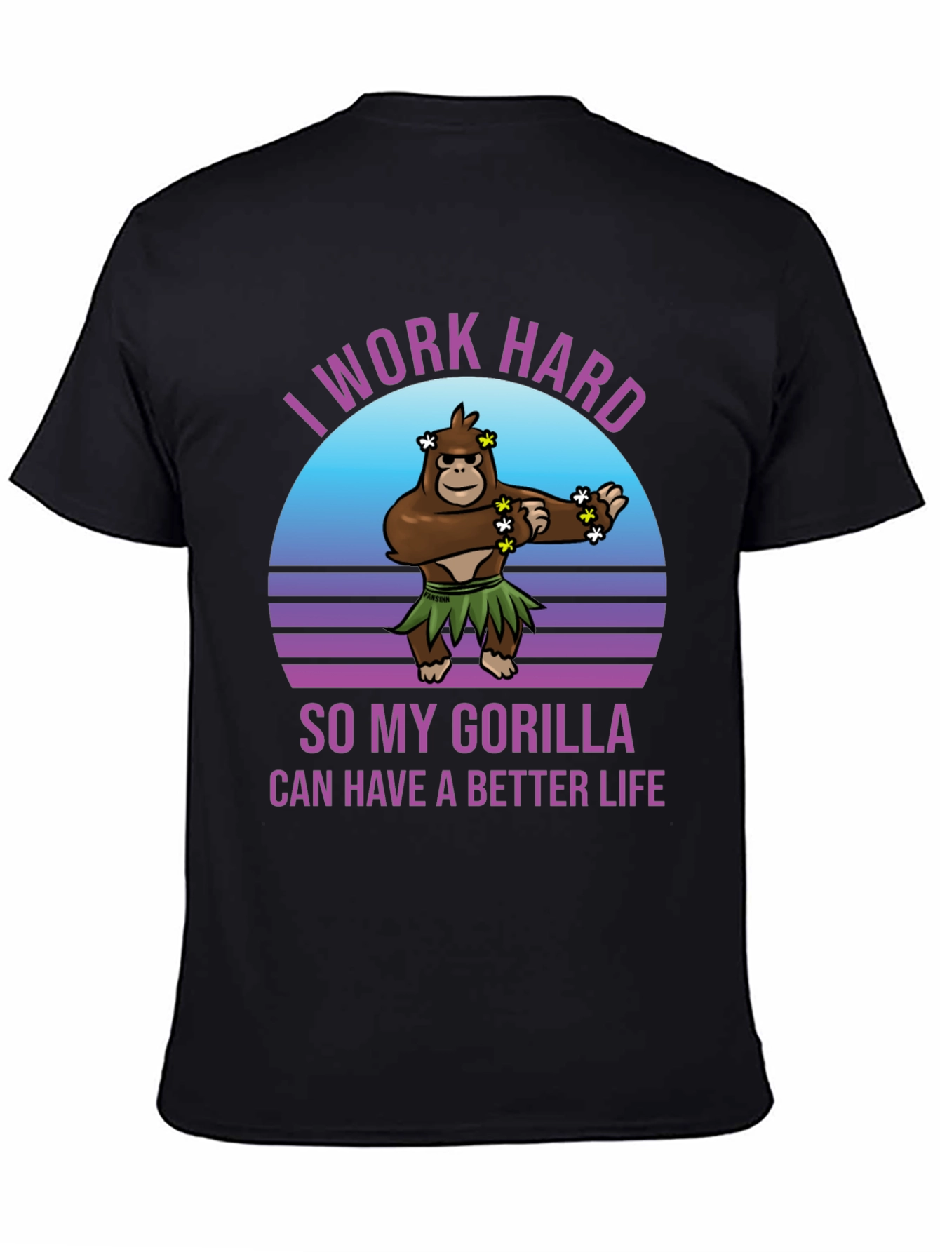 Black Work Hard Gorilla Better Life T-Shirt view 4