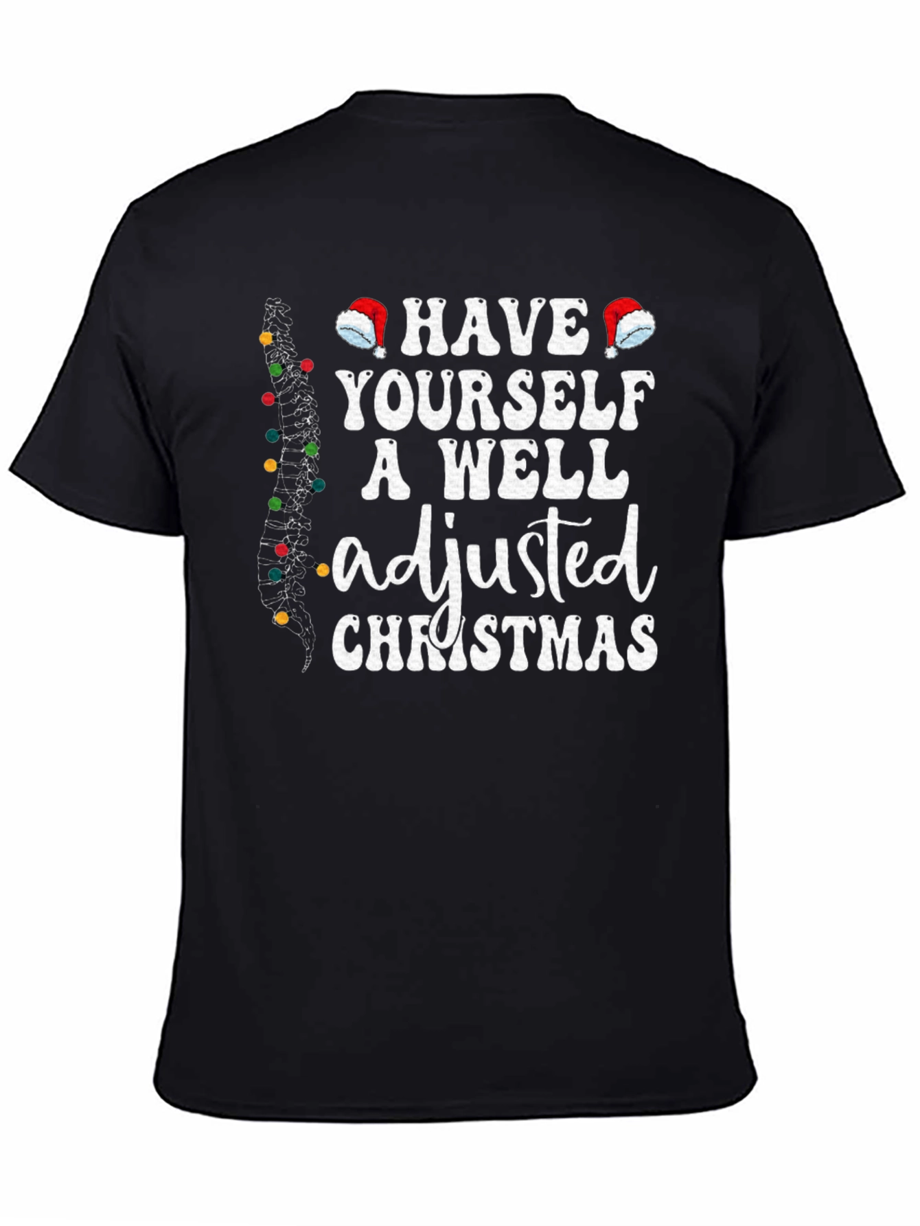 Black Chiropractor Holiday T-Shirt - Adjusted Christmas Tee view 4