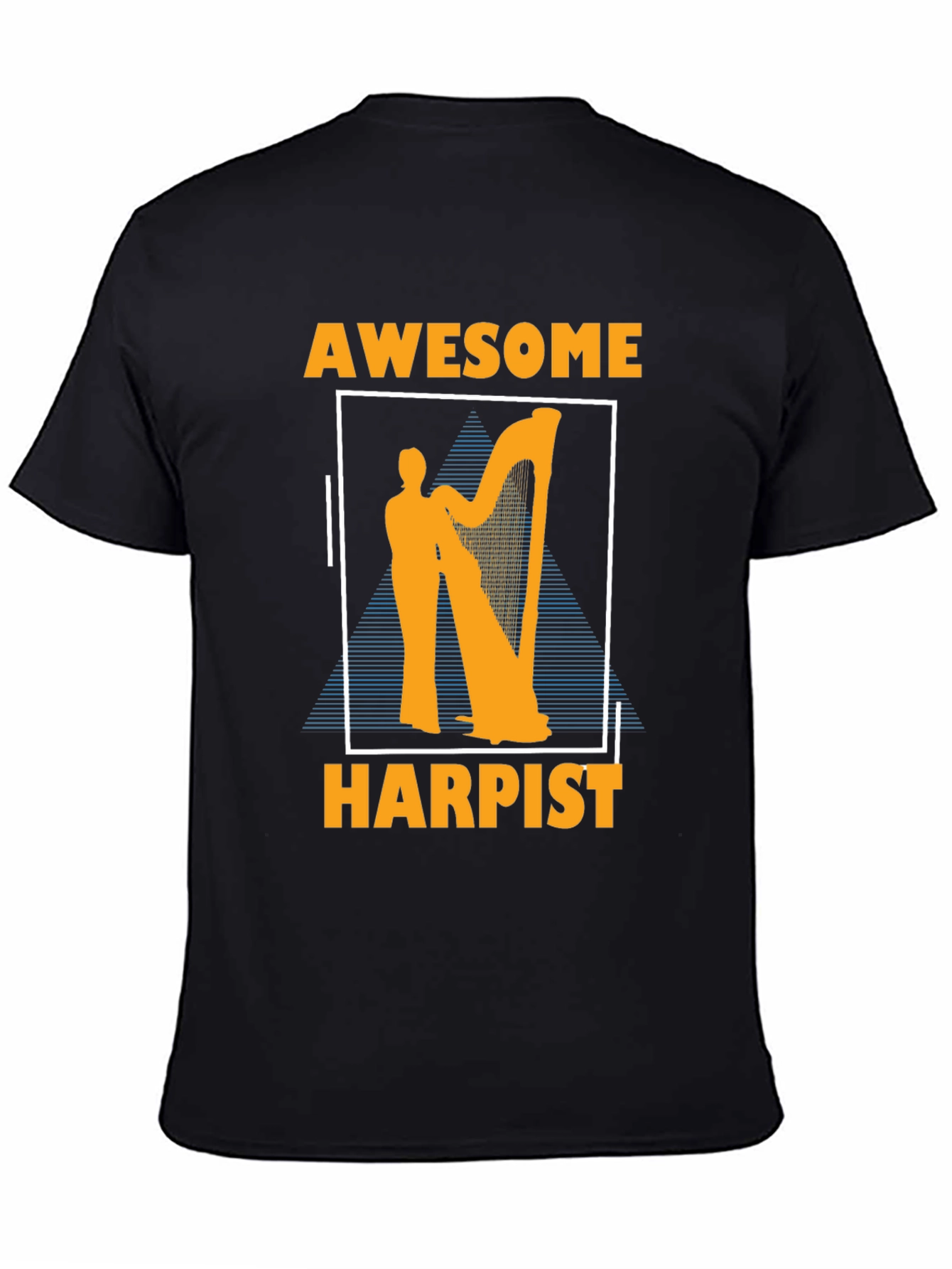 Black Awesome Harpist Graphic T-Shirt Musician Tee view 4