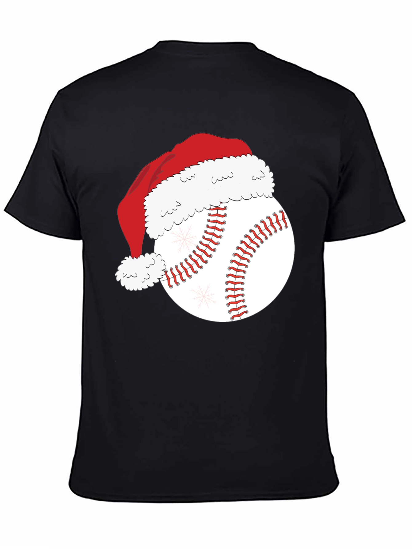Black Festive Baseball Santa Hat T-Shirt view 4
