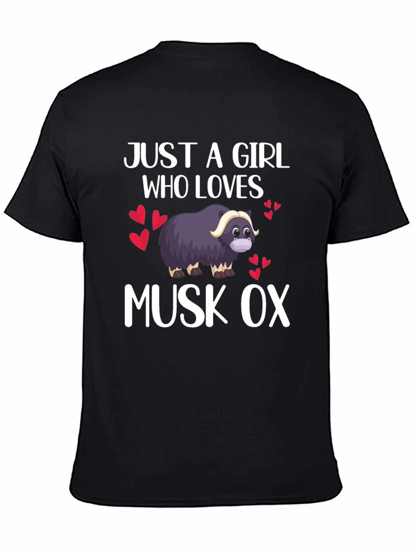 Black Just A Girl Who Loves Musk Ox T-Shirt view 4