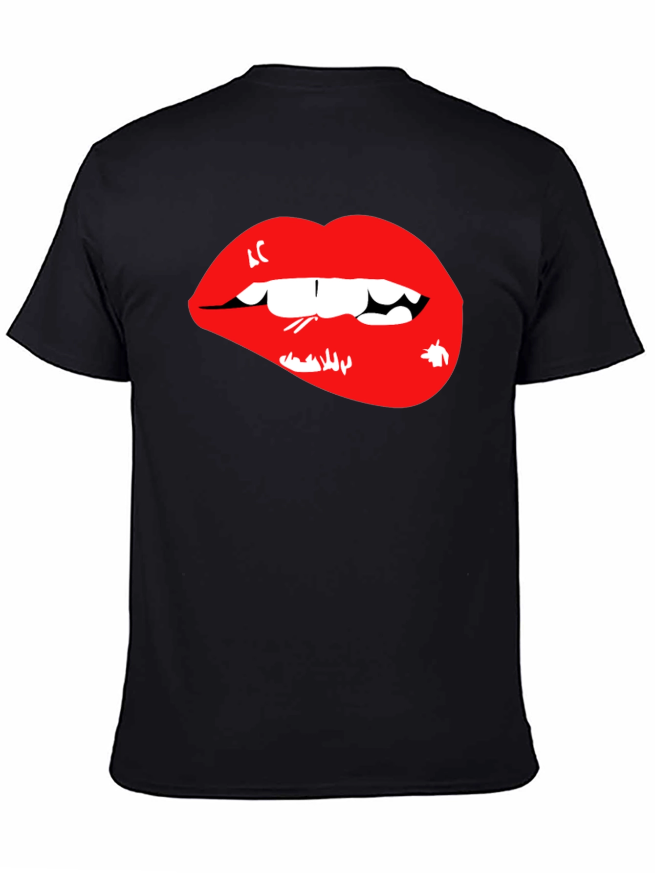 Black Red Lips Graphic Black T-Shirt view 4