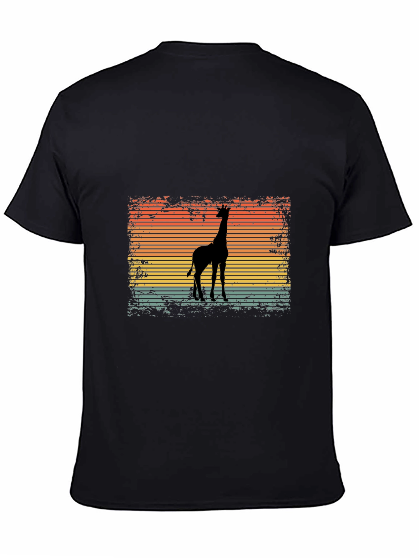 Black Retro Giraffe Sunset Graphic T-Shirt view 4
