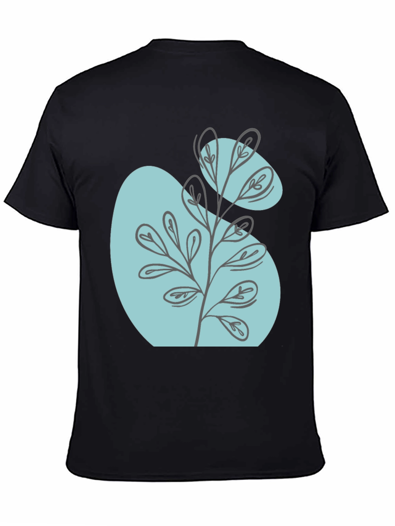 Black Abstract Botanical Graphic Black T-Shirt view 4