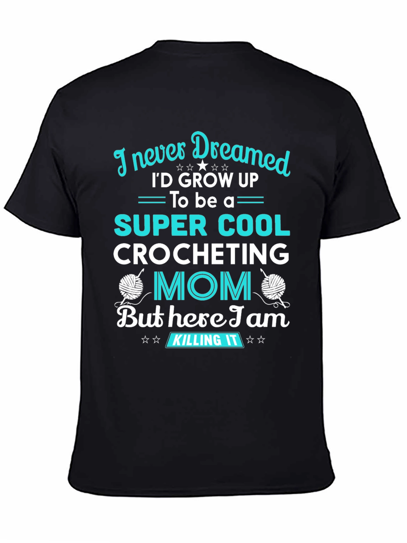 Black Super Cool Crocheting Mom T-Shirt view 4