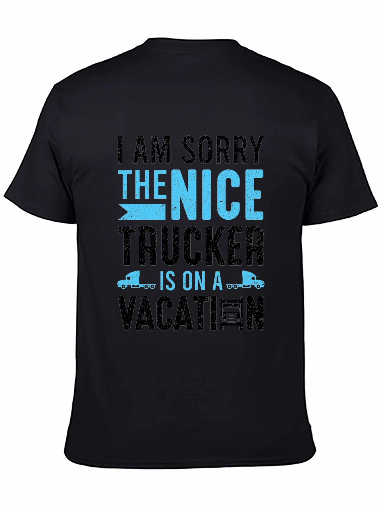 Black Funny Trucker Vacation T-Shirt view 4