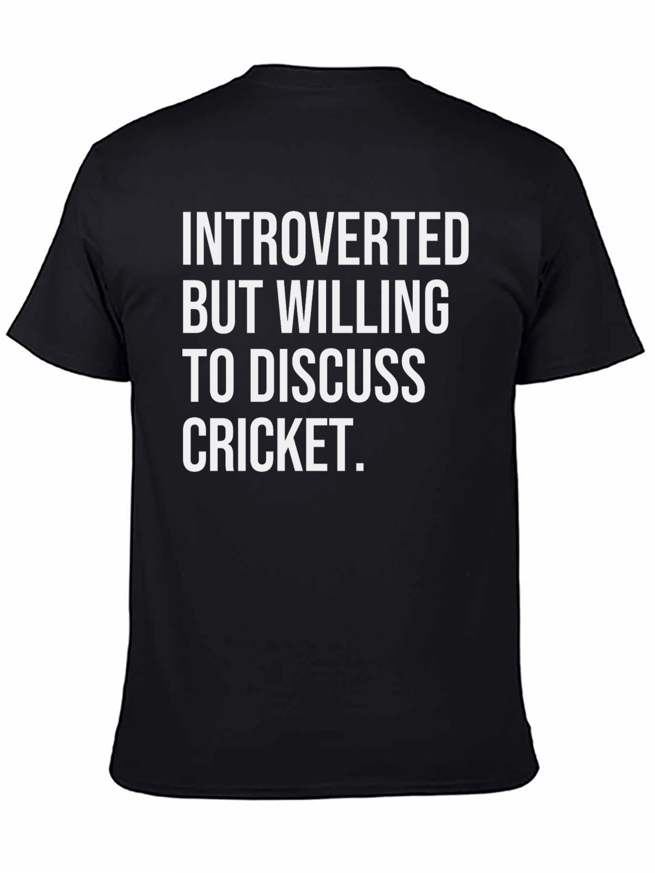 Black Introverted Cricket Fan T-Shirt - Funny Slogan Tee view 4