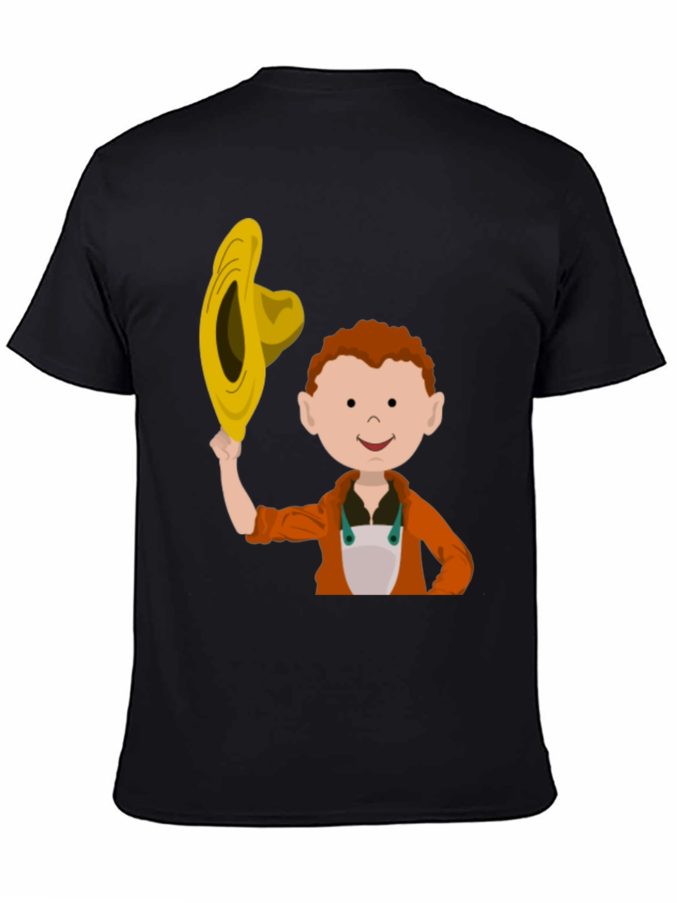 Black Cartoon Farmer Graphic T-Shirt view 4
