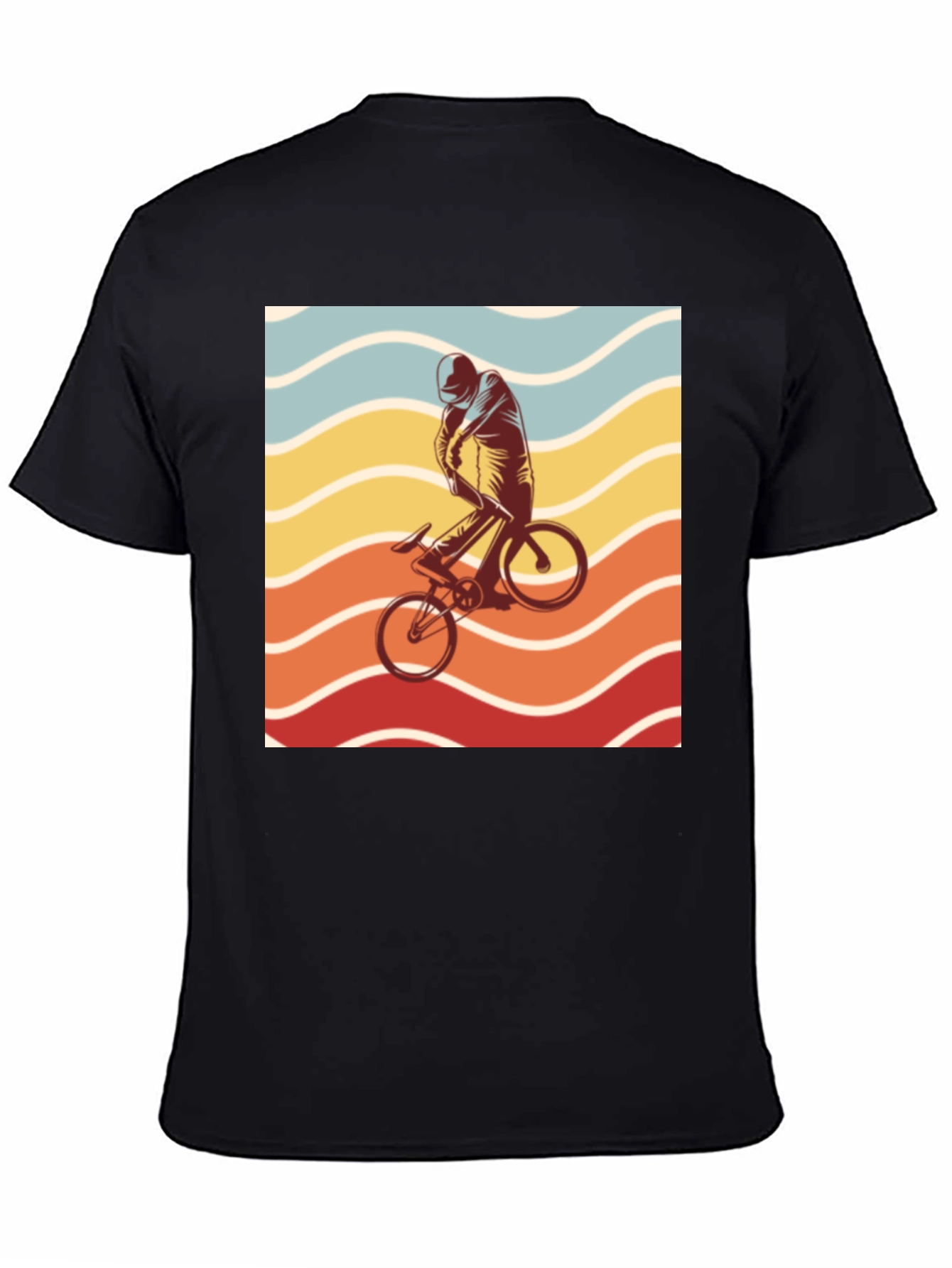 Black Retro Sunset Cyclist Graphic Tee - Black view 4