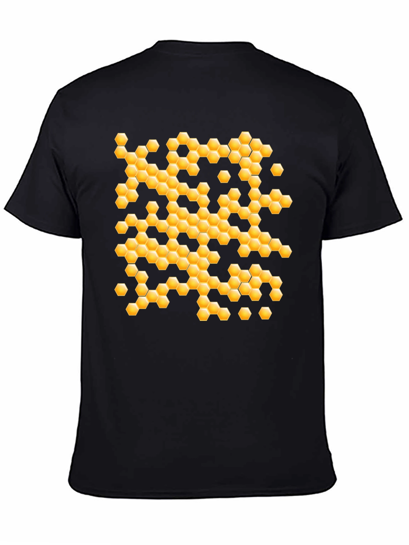 Black Honeycomb Pattern Graphic T-Shirt view 4
