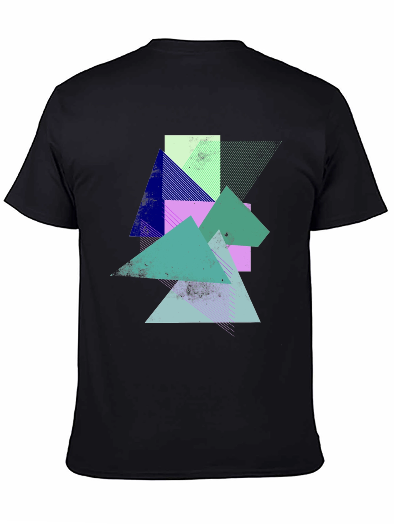 Black Geometric Abstract Graphic Tee - Modern Art Shirt view 4