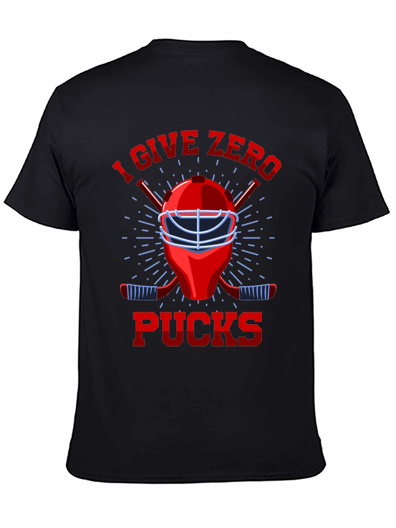 Black I Give Zero Pucks T-Shirt - Hockey Lover Tee view 4