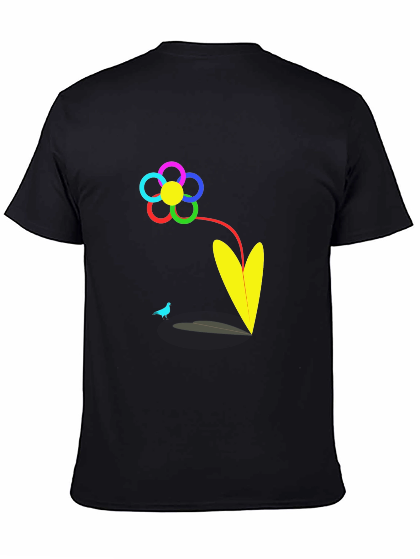 Black Vibrant Flower Graphic T-Shirt view 4
