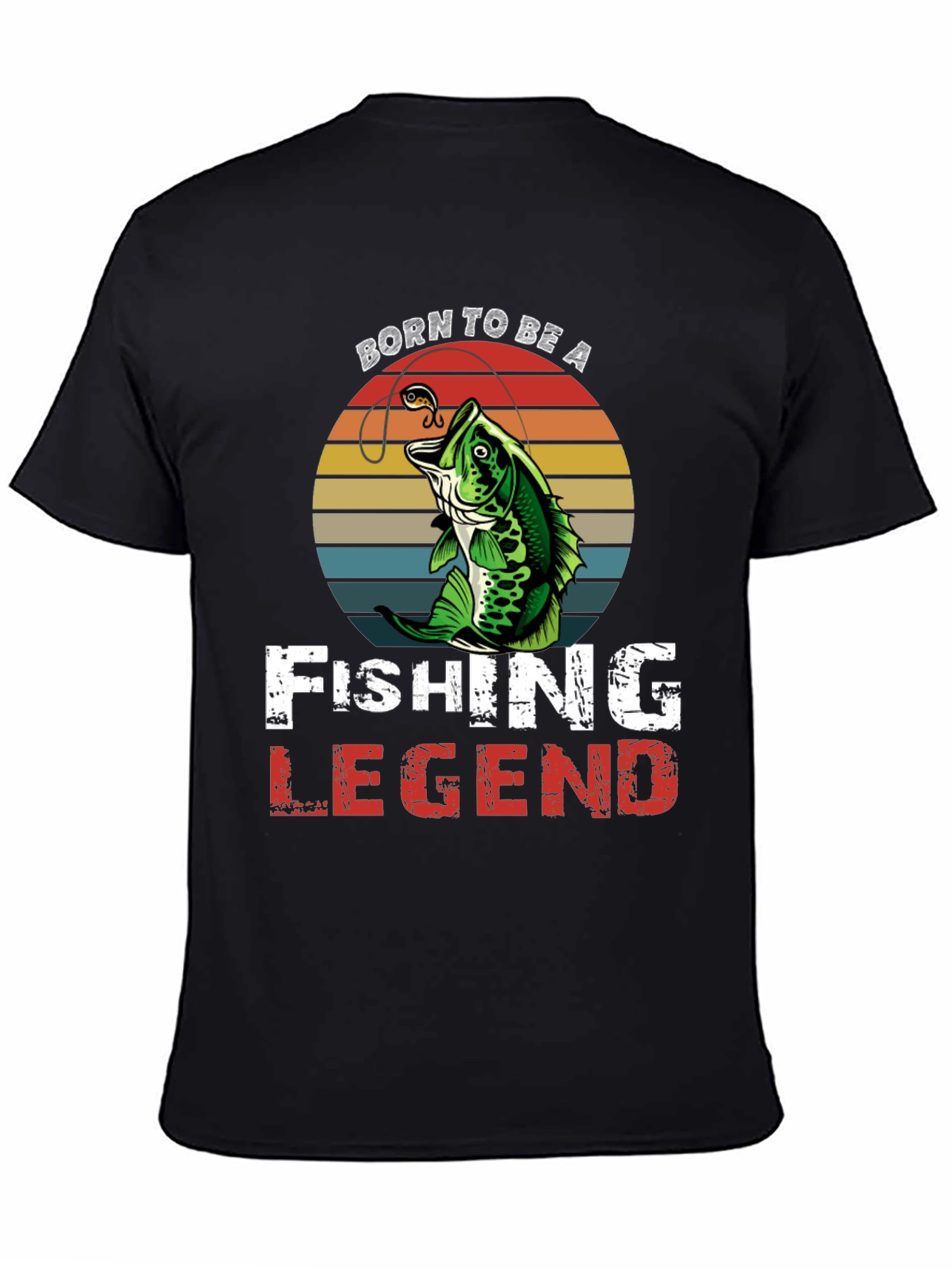 Black Born To Be a Fishing Legend Graphic Tee view 4