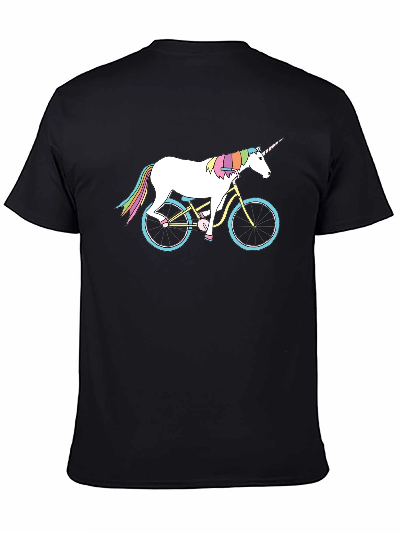 Black Unicorn on Bike Graphic T-Shirt - Unique Design view 4