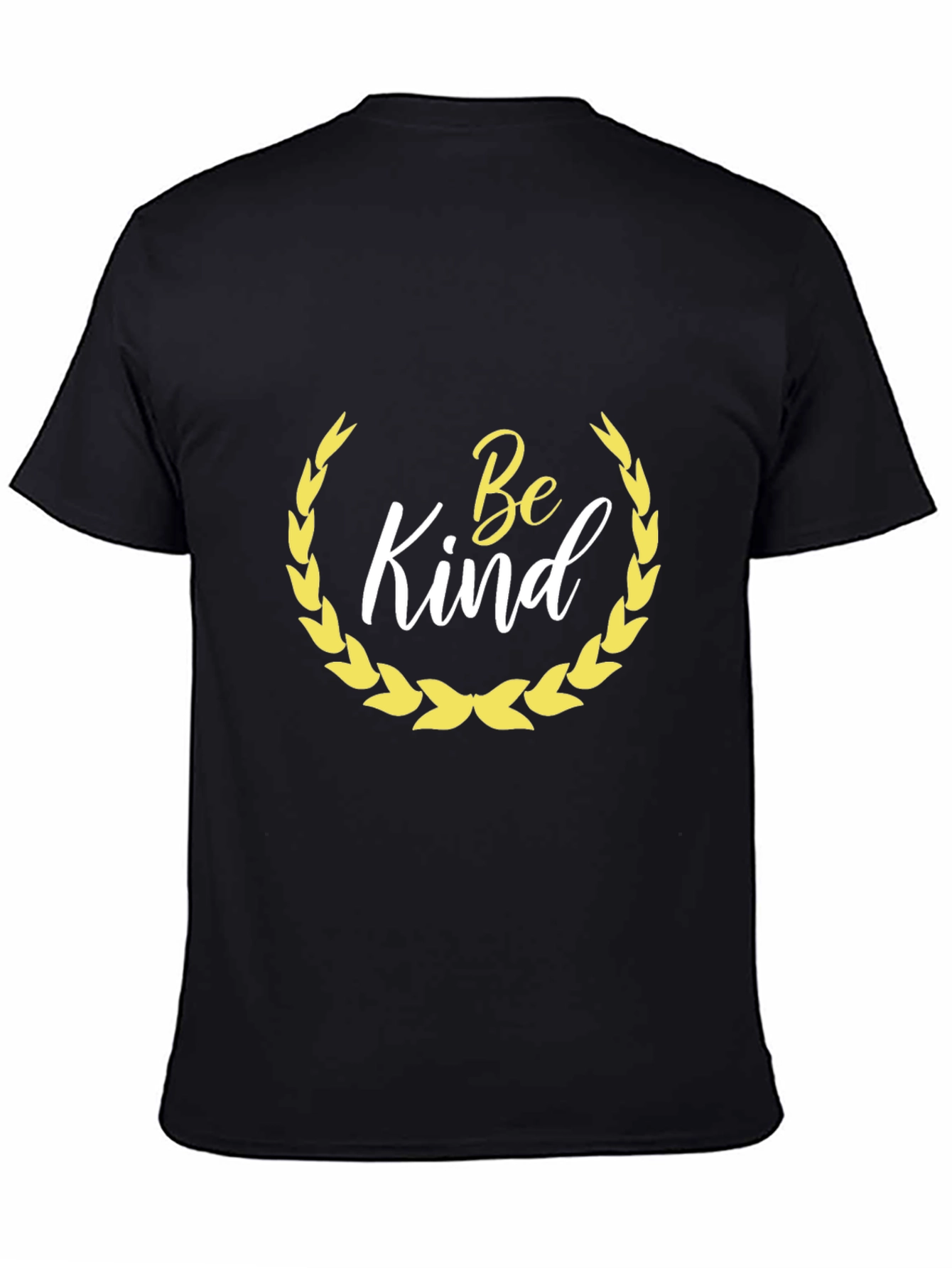 Black Be Kind T-Shirt - Black Crew Neck Cotton Tee view 4