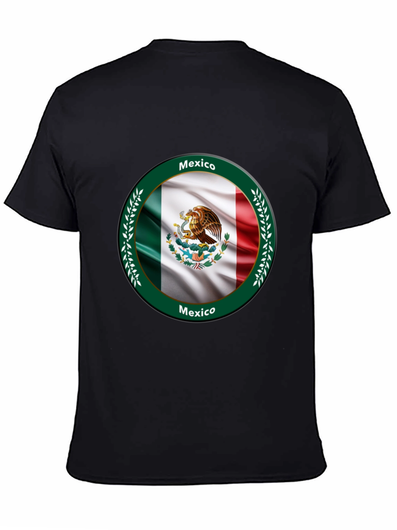 Black Mexico Flag Black T-Shirt view 4