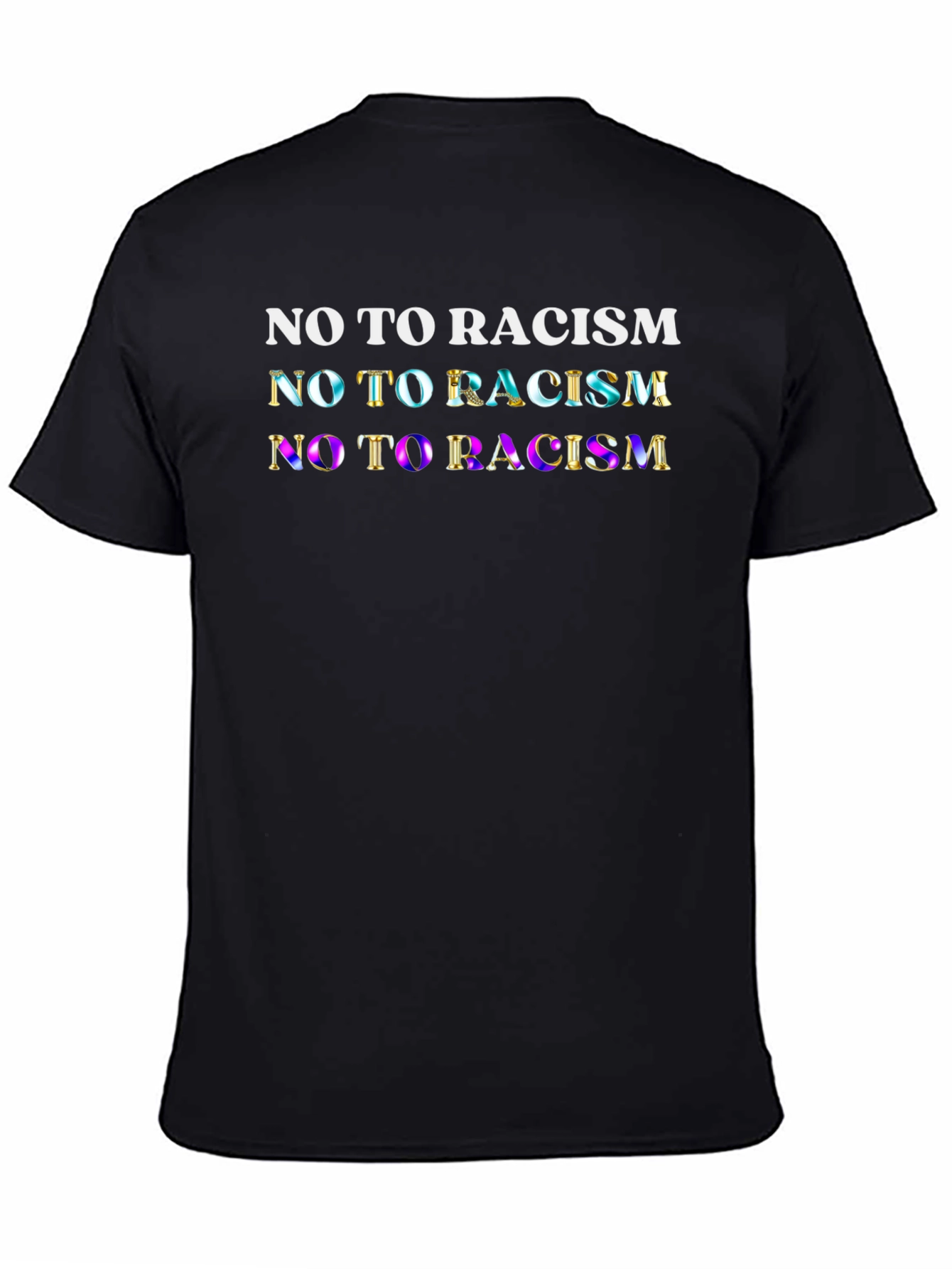 Black No To Racism Graphic T-Shirt - Unisex Equality Tee view 4