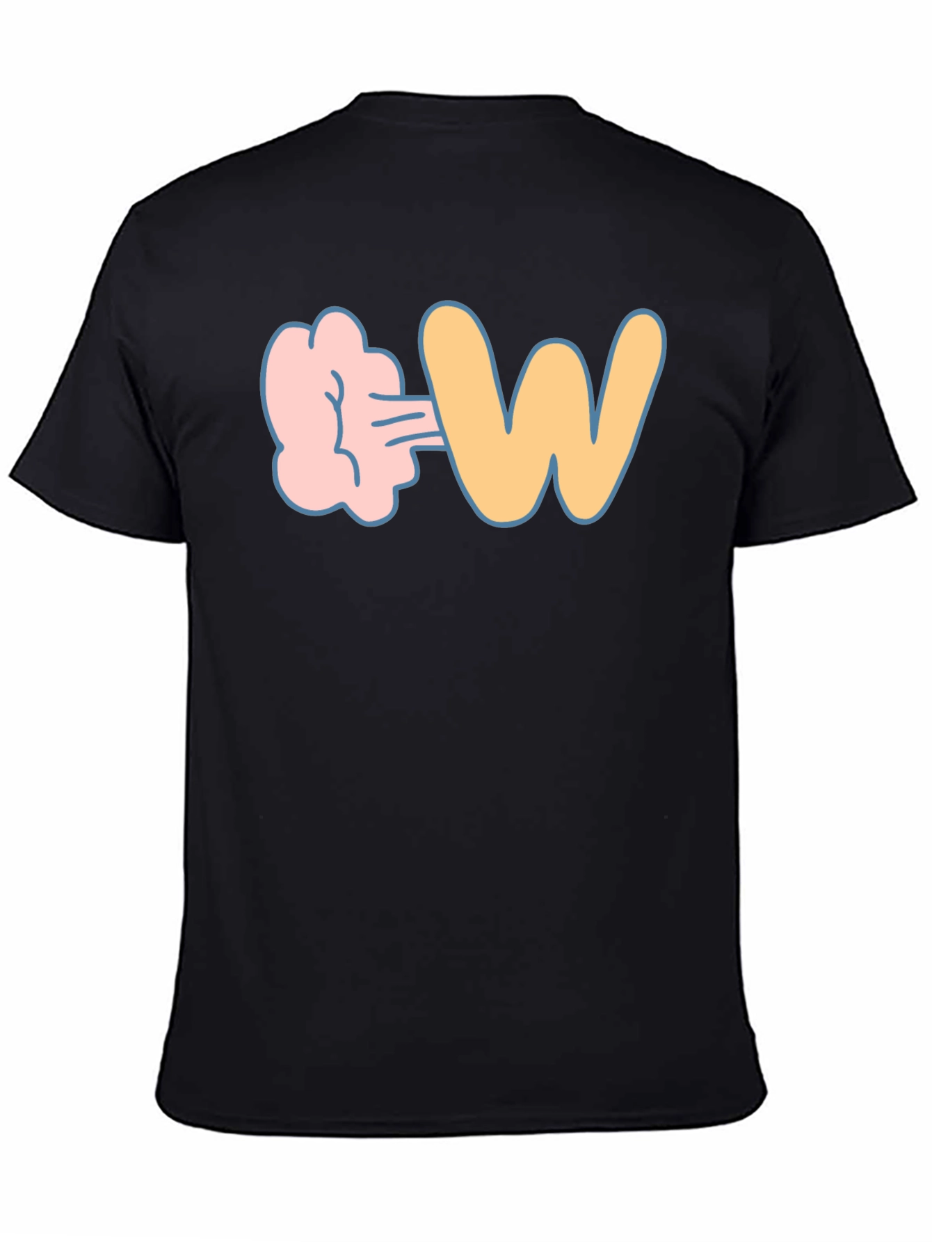 Black Farting W Funny Graphic T-Shirt view 4