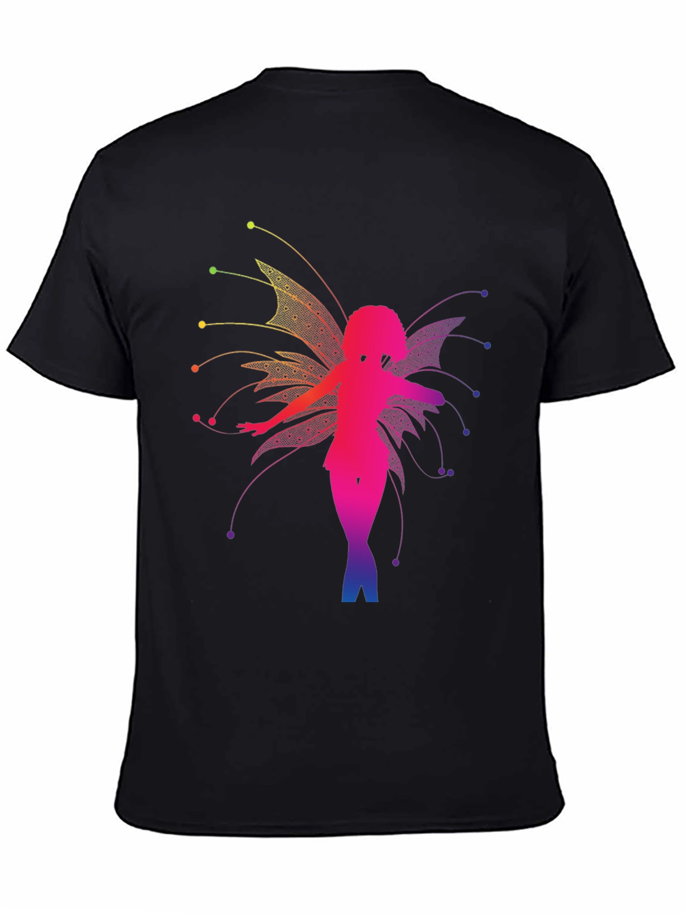 Rainbow Fairy Graphic Black T-Shirt - 4