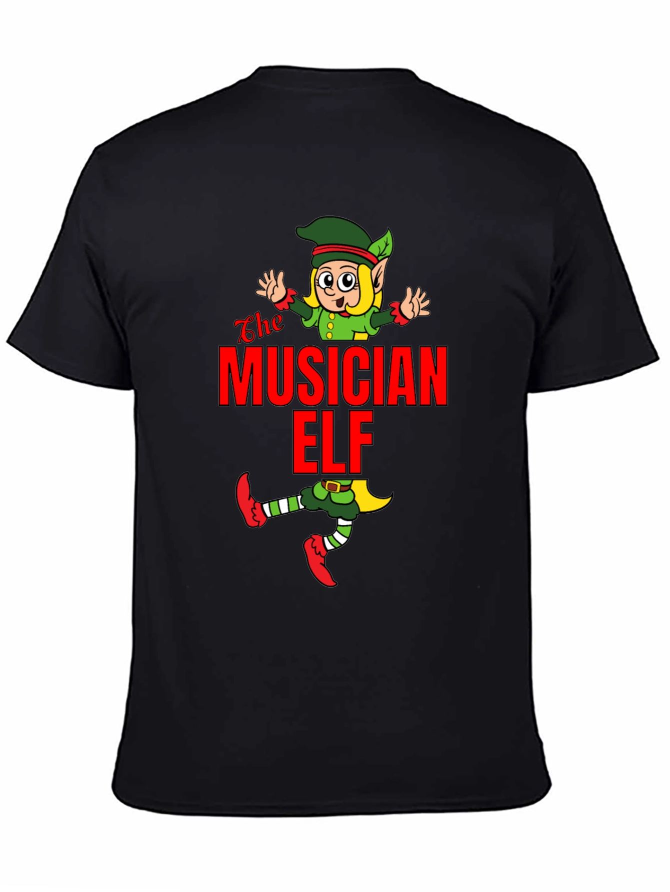 Black The Musician Elf T-Shirt - Holiday Cheer! view 4