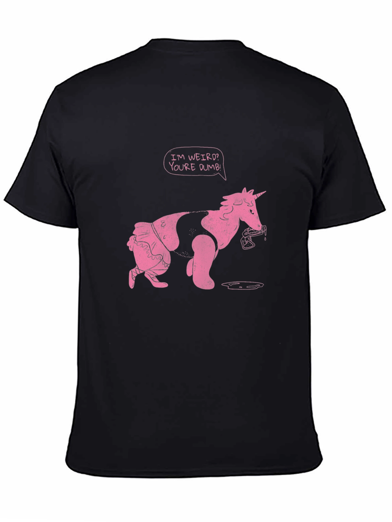 Black Funny Unicorn T-Shirt - Weird & Dumb view 4
