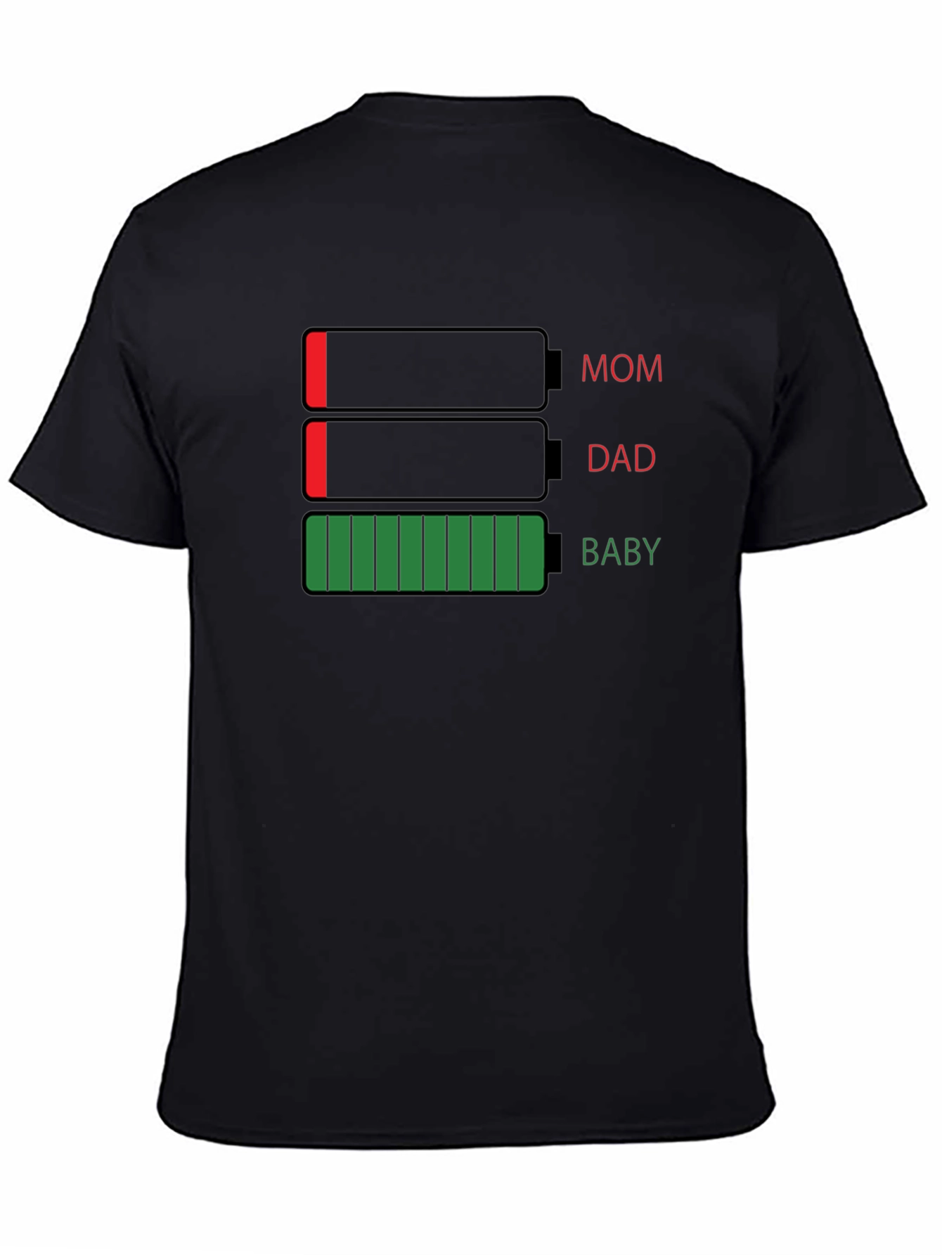 Black Family Battery Level T-Shirt - Funny Parenting Tee view 4
