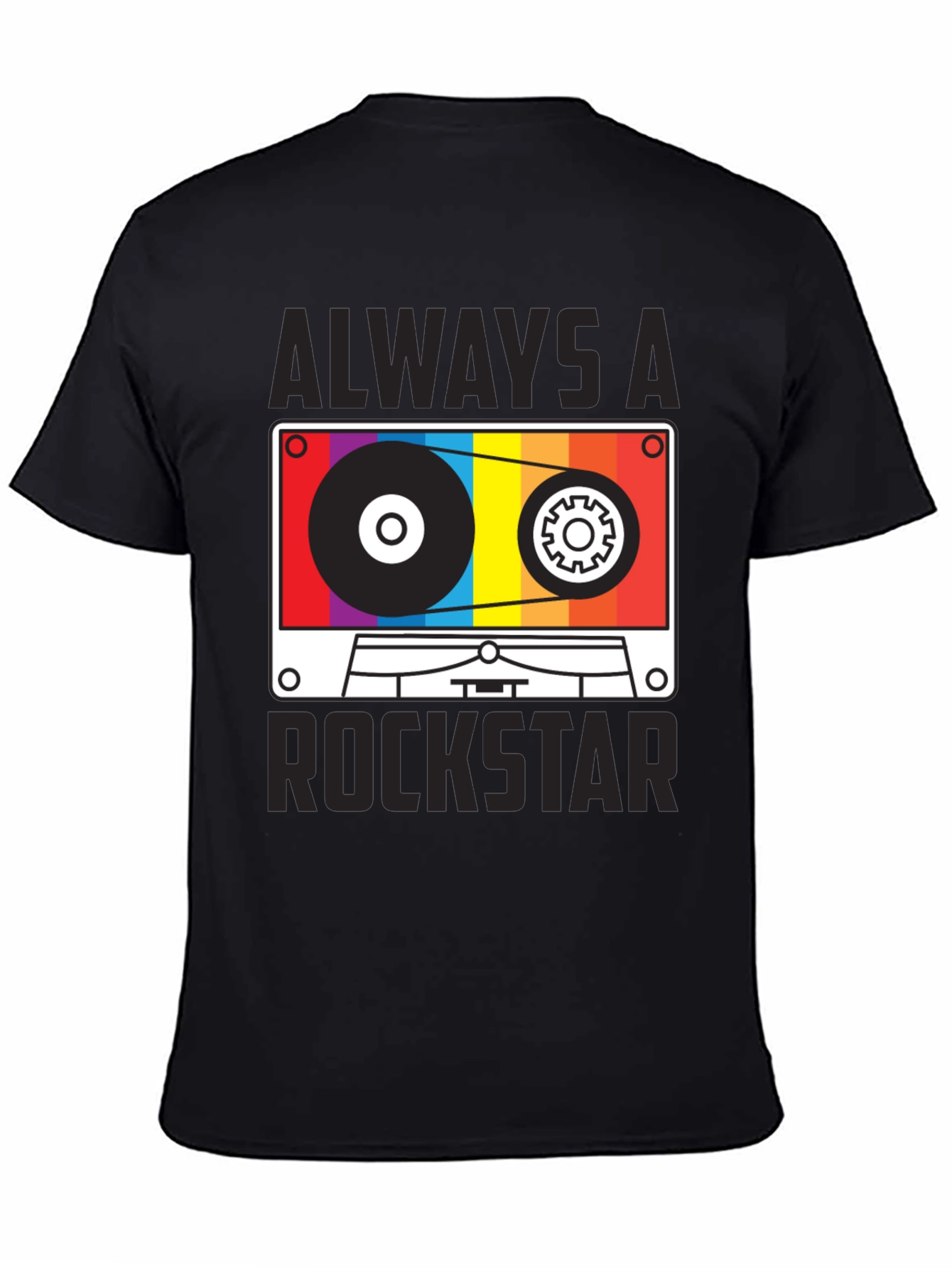 Black Always A Rockstar Cassette Graphic Tee view 4