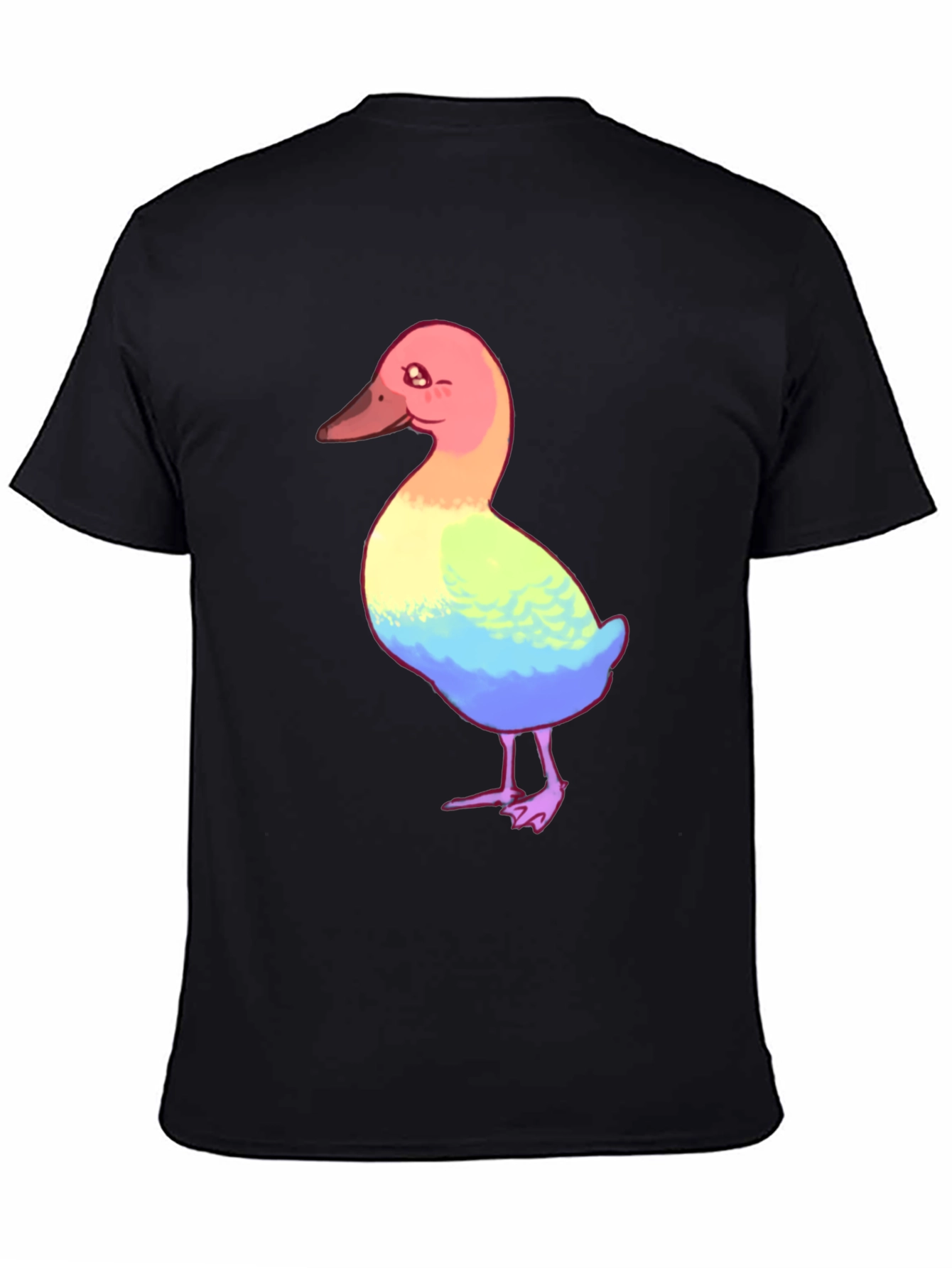 Black Rainbow Duck Graphic Tee - Unisex Cotton T-Shirt view 4
