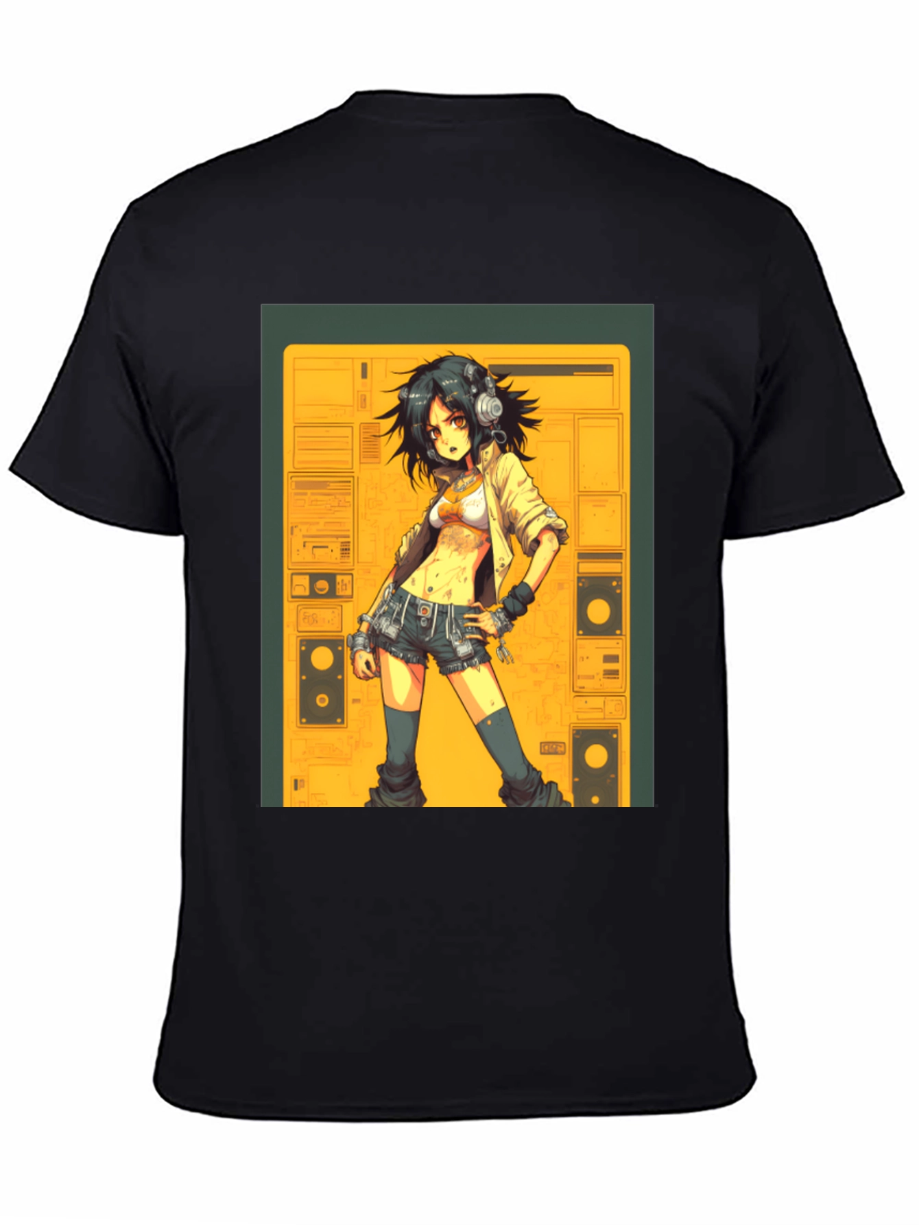 Black Anime Girl Graphic Tee - Black view 4