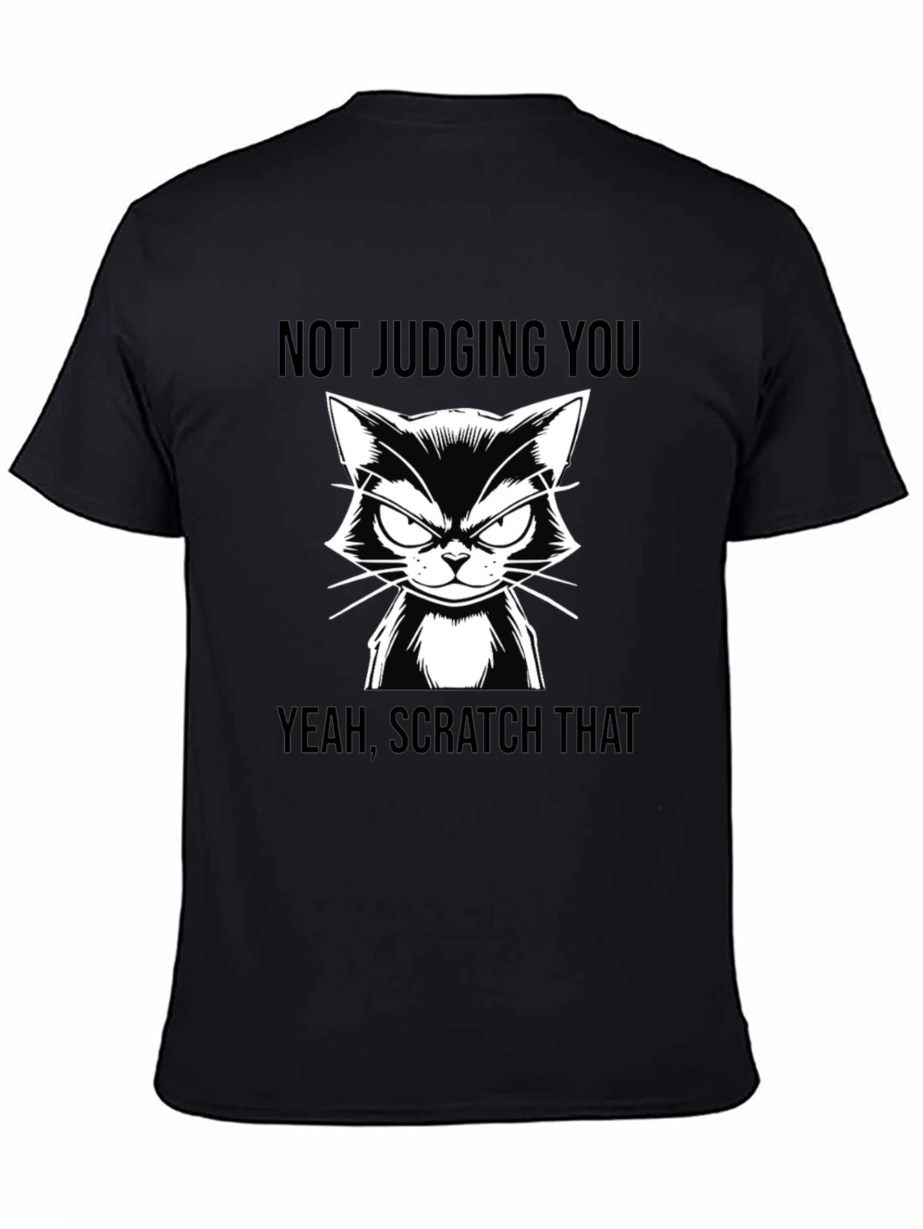 Black Funny Cat T-Shirt - Not Judging You Tee view 4