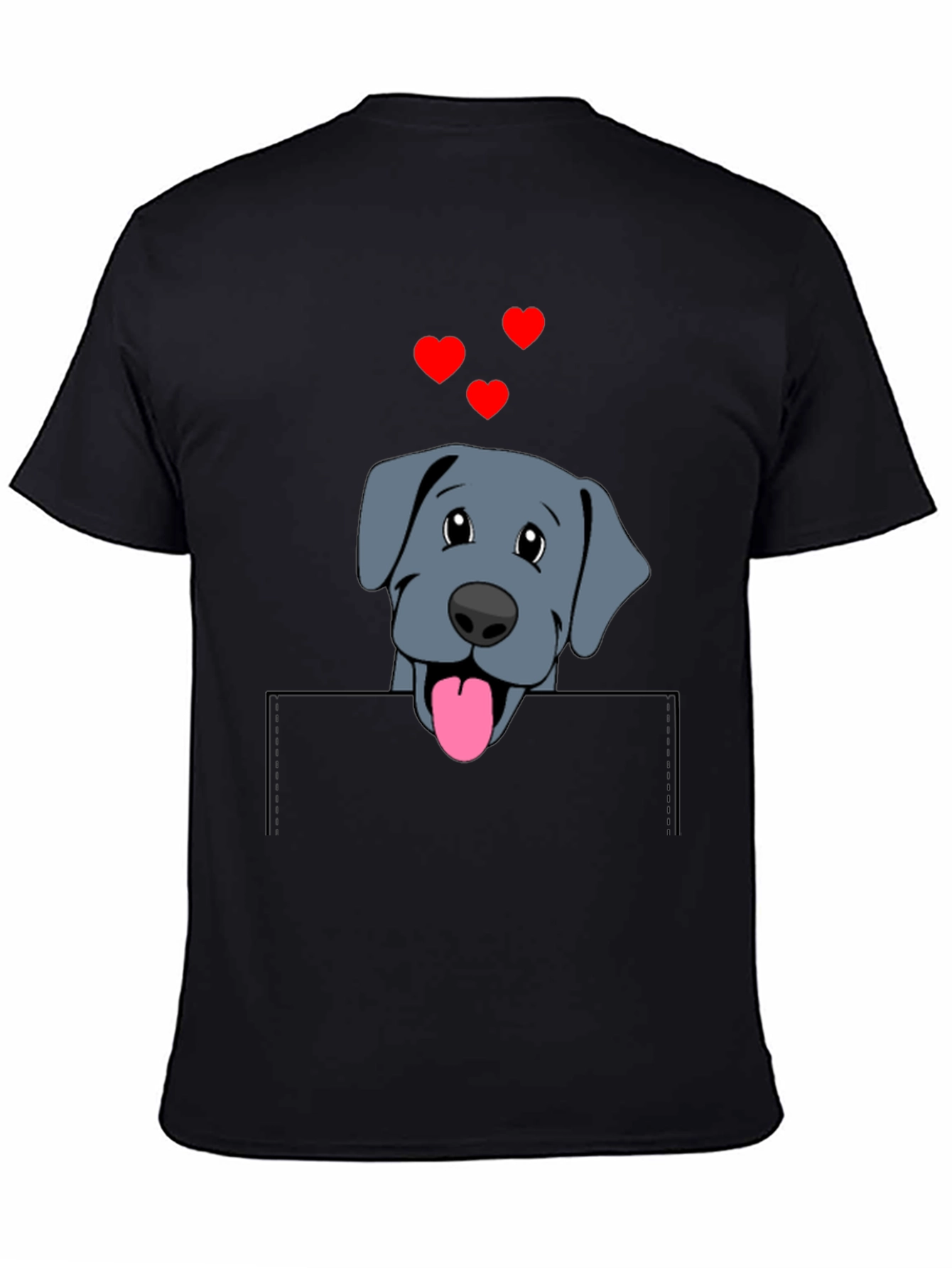 Black Cute Dog in Pocket T-Shirt view 4