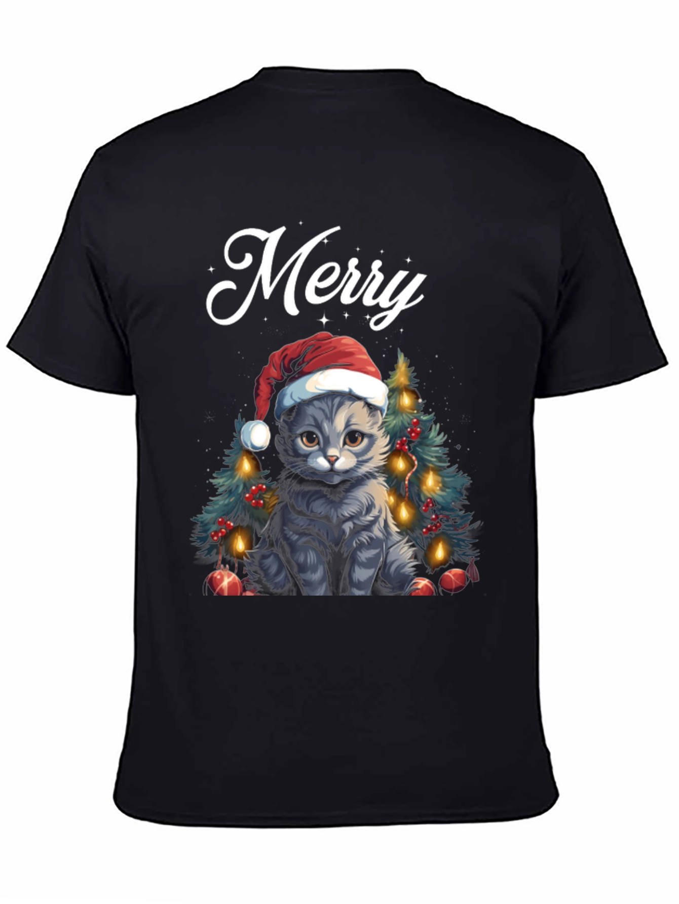 Black Merry Catmas T-Shirt view 4