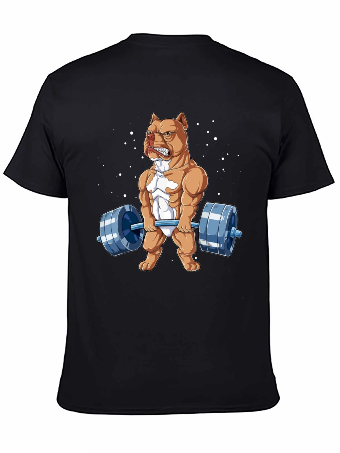 Black Weightlifting Pitbull Graphic Tee - Bodybuilding Dog Shirt view 4