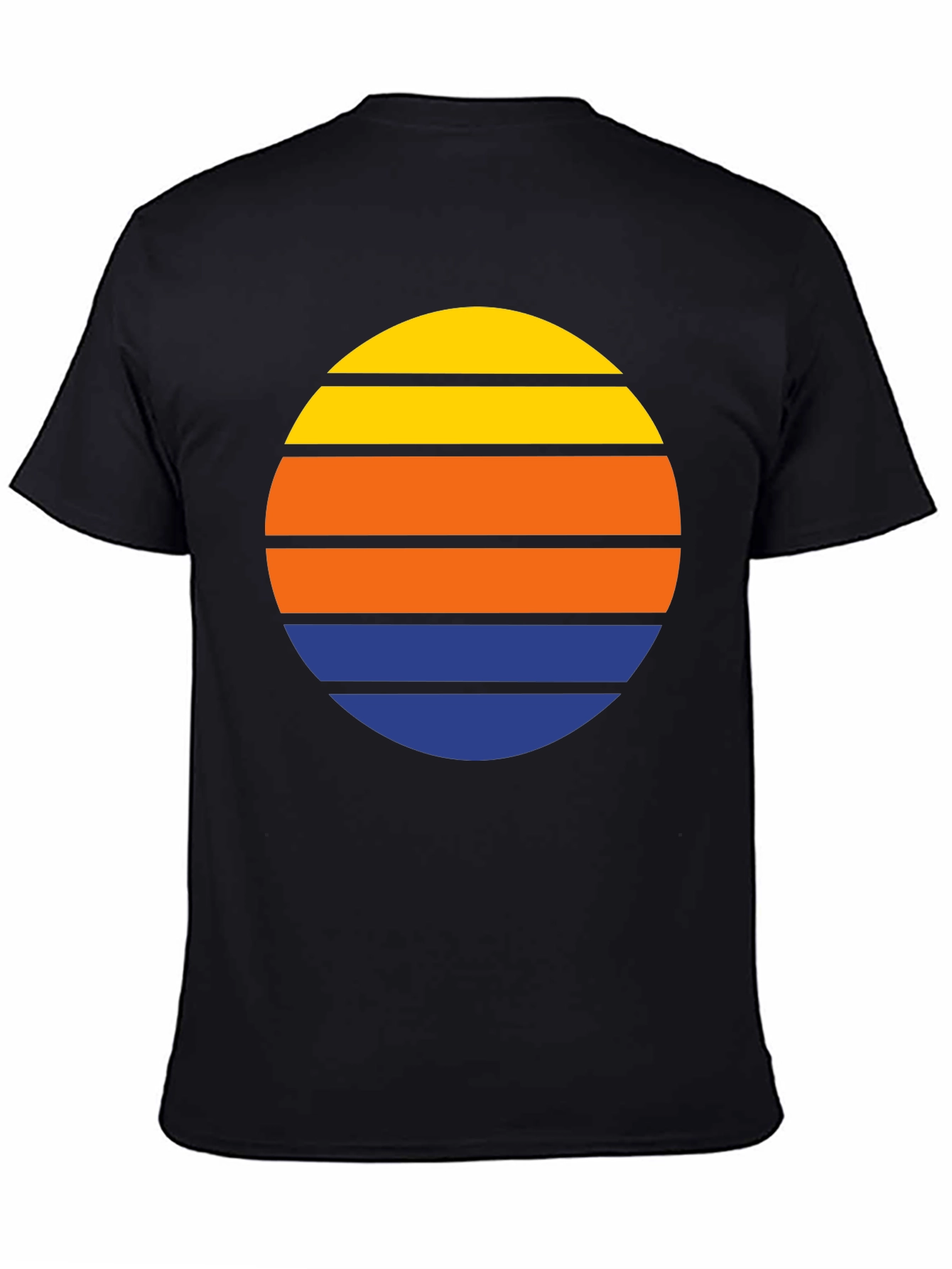 Black Retro Sunset Striped T-Shirt view 4