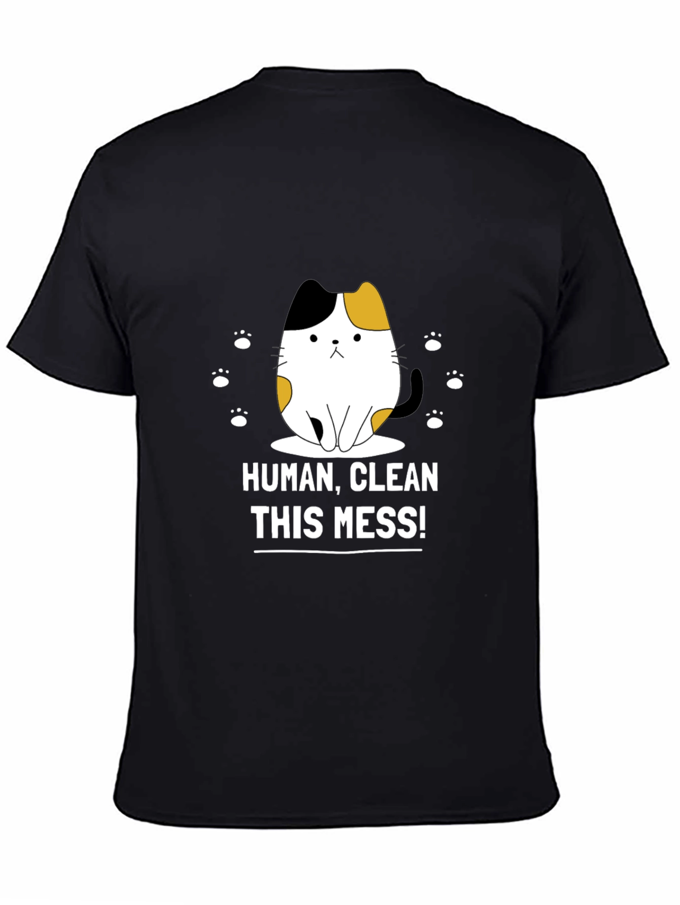 Black Funny Cat Graphic T-Shirt - Clean This Mess! view 4