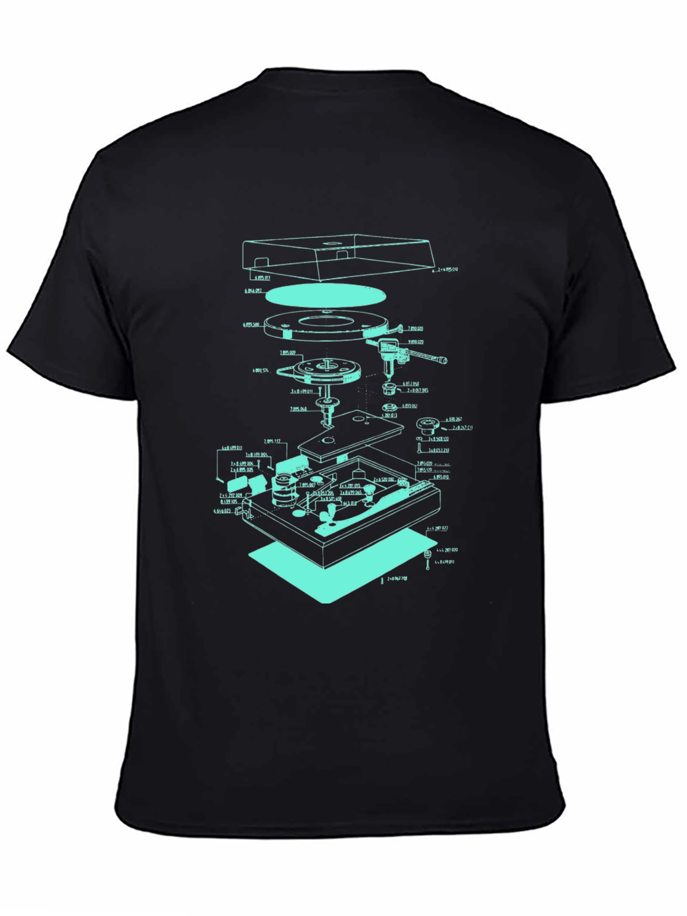 Turntable Schematic Graphic Tee - Cool Music Lover Design - 4