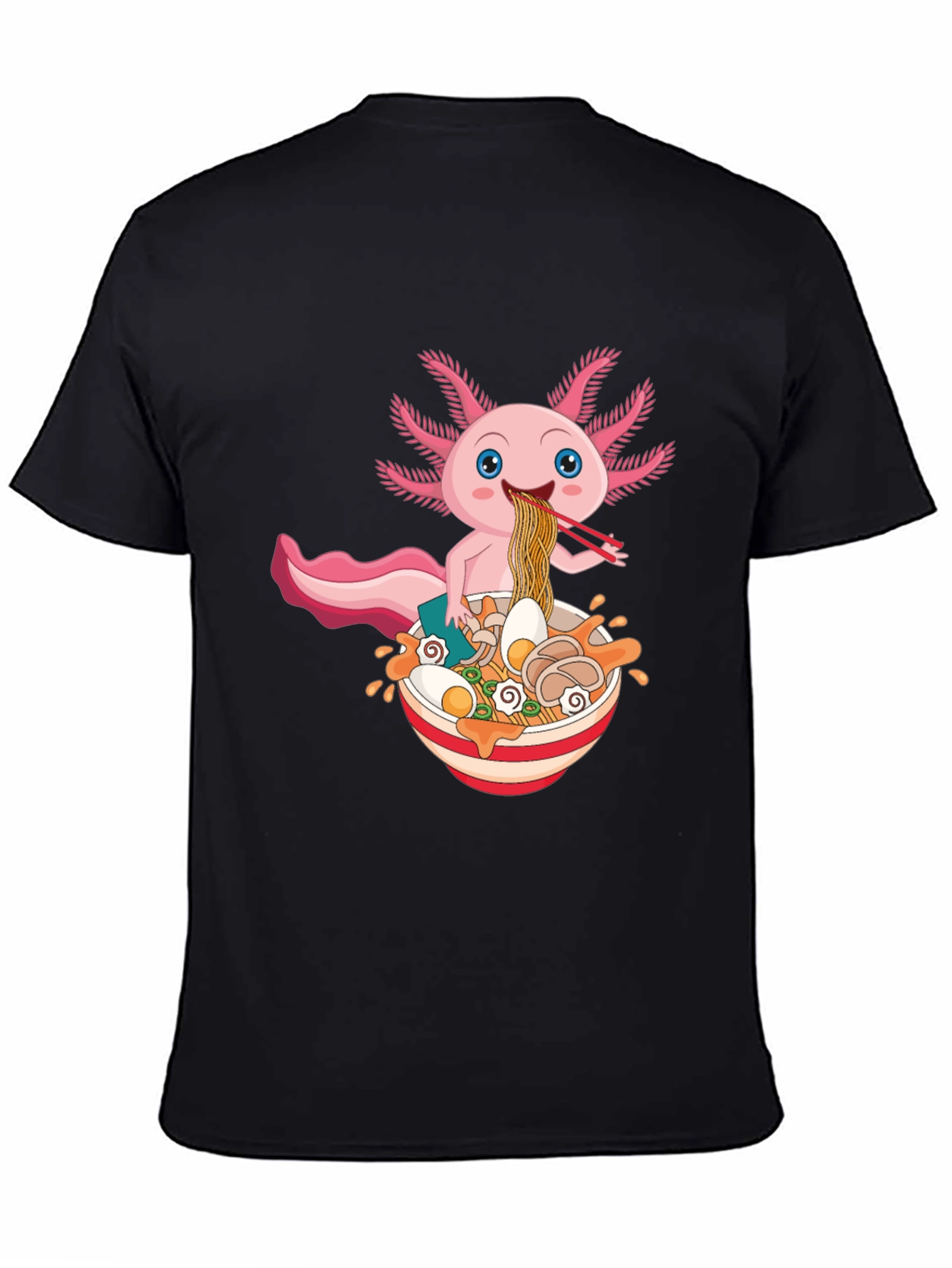 Black Axolotl Ramen T-Shirt - Cute Kawaii Noodle Lover Tee view 4