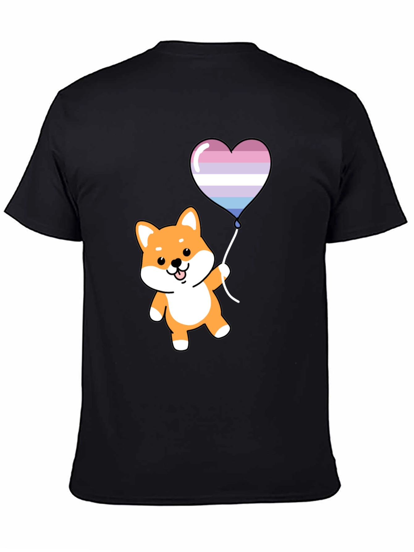 Black Shiba Inu Heart Balloon Graphic Tee view 4
