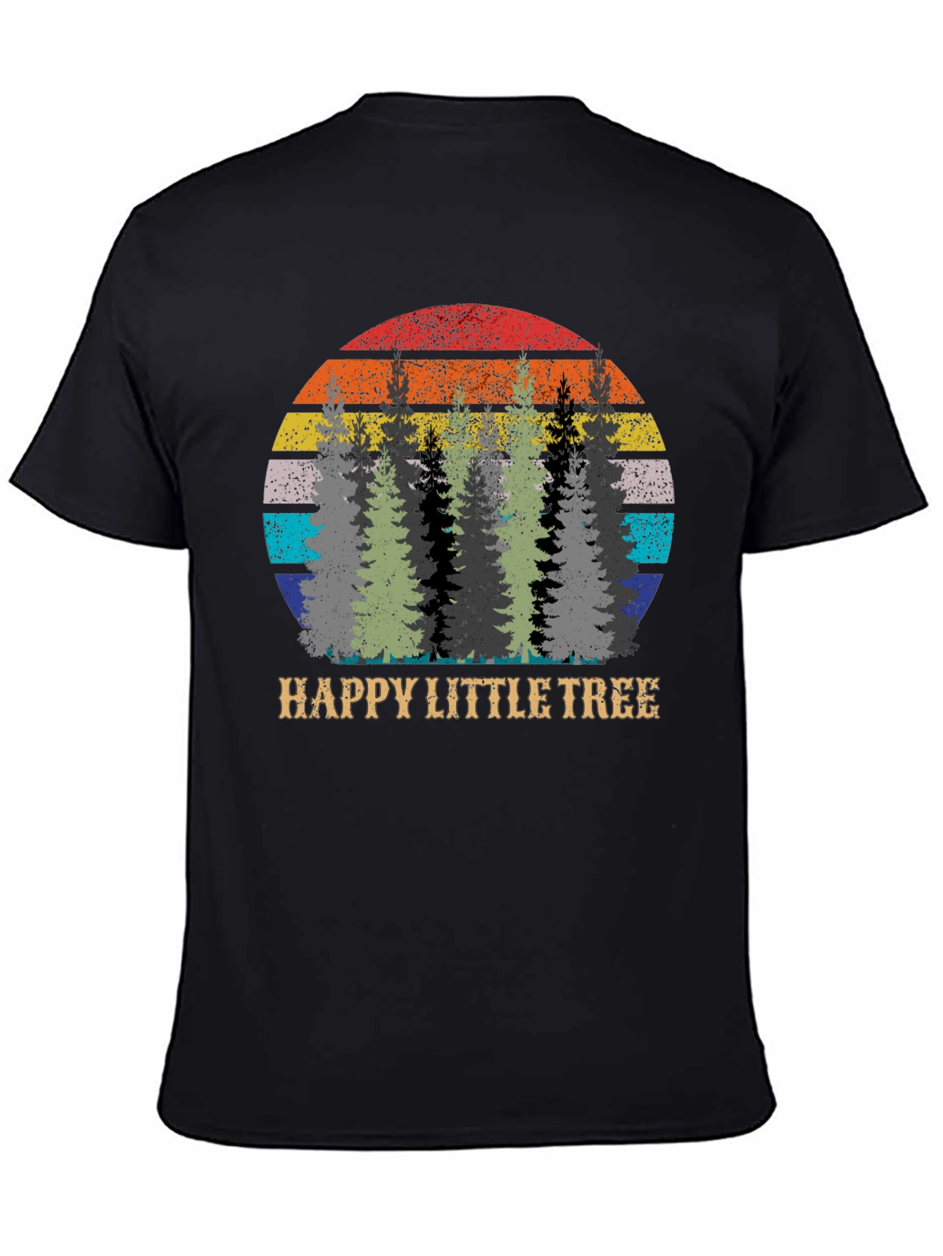 Black Happy Little Tree Graphic T-Shirt view 4